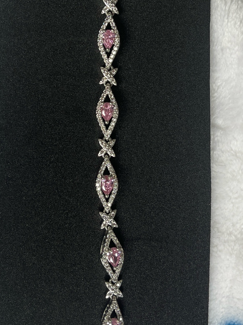 Elegant Pink Teardrop Crystal Tennis Bracelet - Women Jewelry